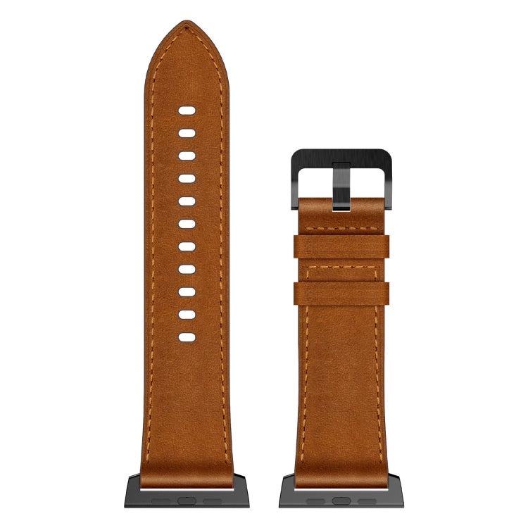 For Apple Watch Series 6 44mm Wilderness Top-grain Leather Watch Band