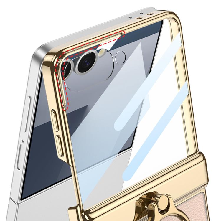 For Samsung Galaxy Z Flip7 5G GKK Integrated Electroplated Crocodile Texture Leather Phone Case with Ring