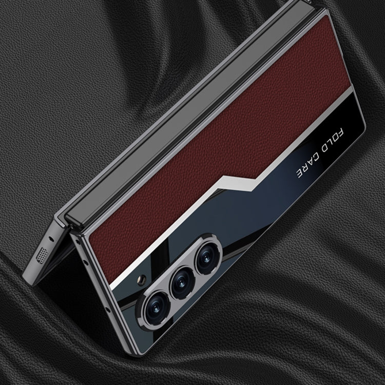 For Samsung Galaxy Z Fold6 GKK Integrated Plating TPU + Leather Supercar Full Coverage Phone Case
