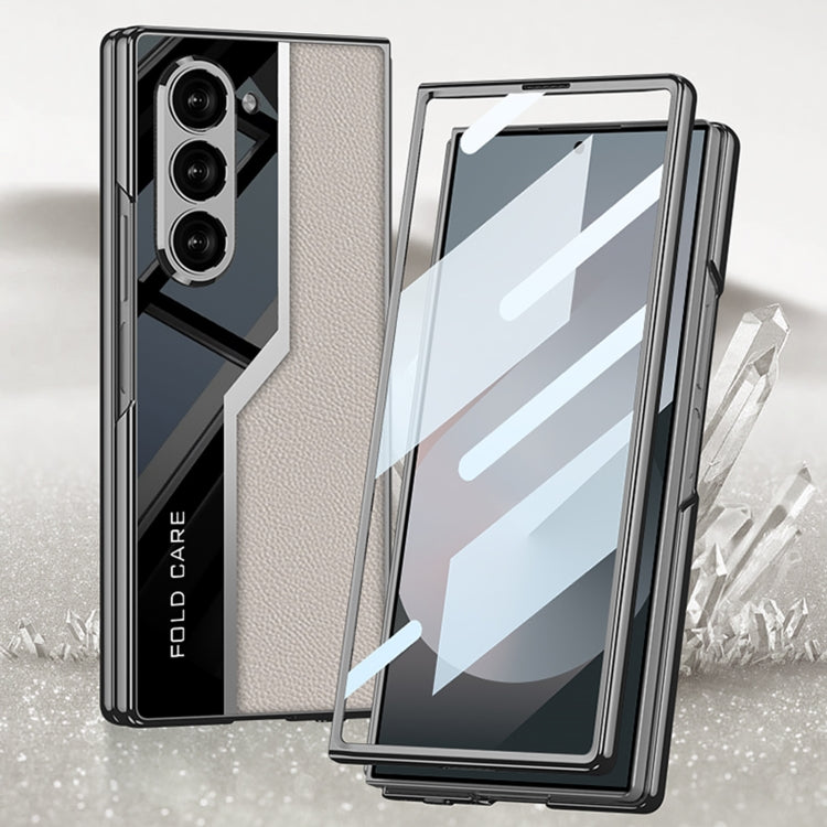 For Samsung Galaxy Z Fold6 GKK Integrated Plating TPU + Leather Supercar Full Coverage Phone Case