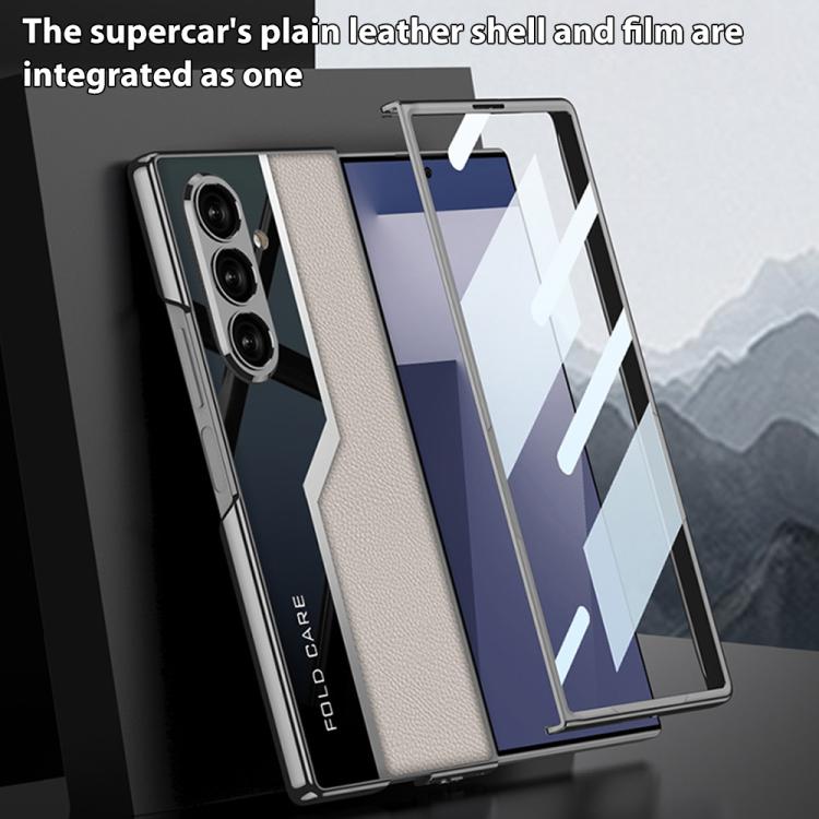 For Samsung Galaxy Z Fold7 5G GKK Integrated Plating TPU + Leather Supercar Full Coverage Phone Case