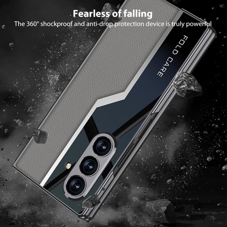 For Samsung Galaxy Z Fold7 5G GKK Integrated Plating TPU + Leather Supercar Full Coverage Phone Case