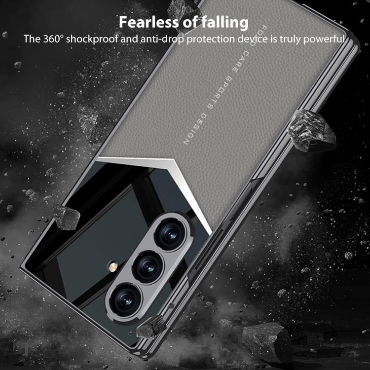For Samsung Galaxy Z Fold7 5G GKK Integrated Plating Leather Knight Full Coverage Phone Case