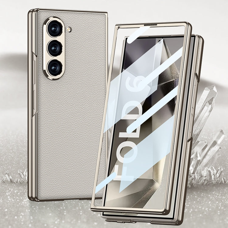 For Samsung Galaxy Z Fold6 GKK Integrated Plating Leather Full Coverage Phone Case