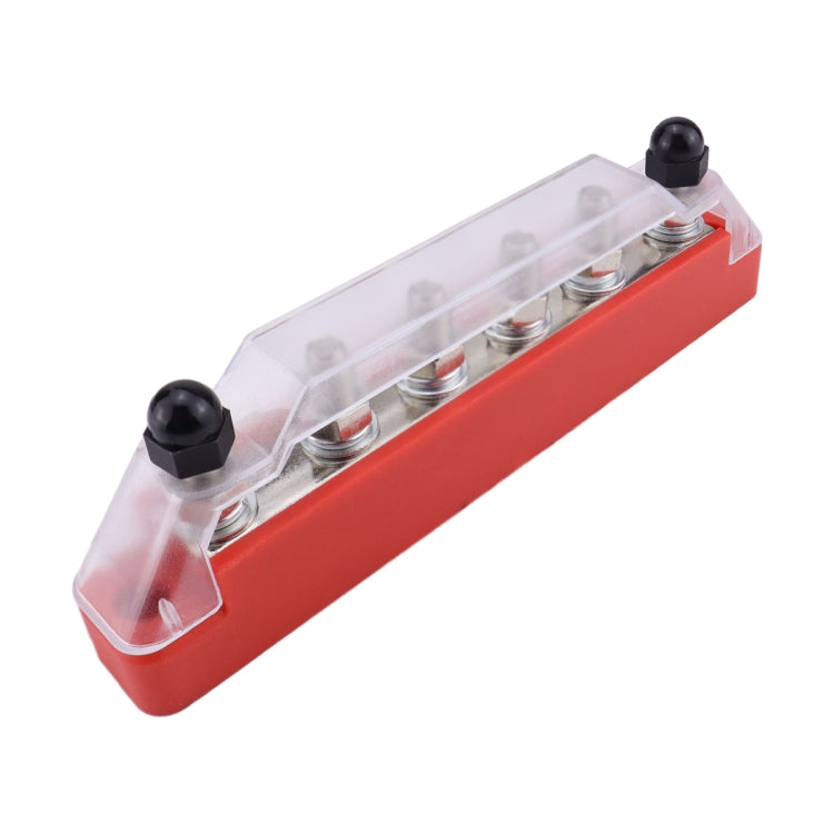 Pair 6 Way 48V 150A M6 Power Distribution Block Terminal Studs - Black + Red