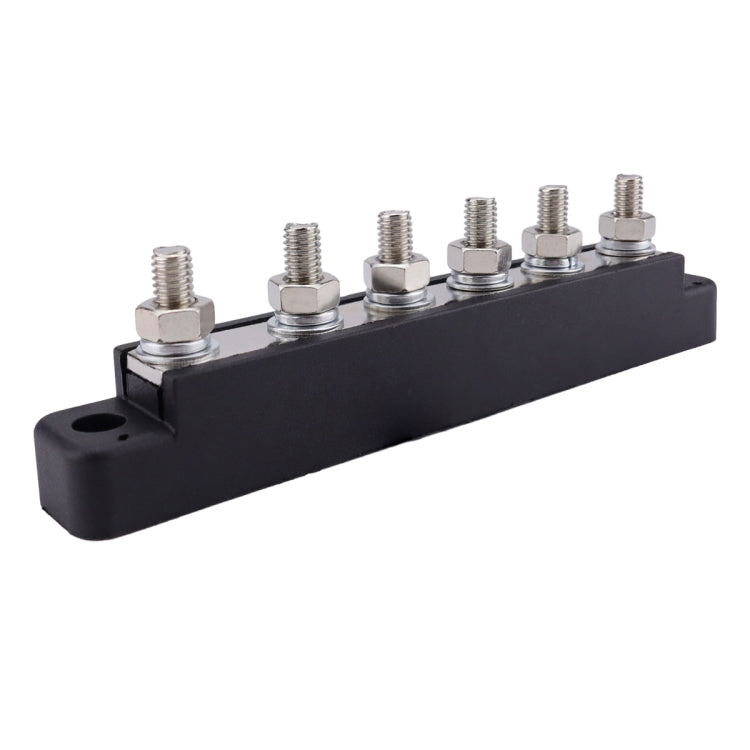 Pair 6 Way 48V 150A M6 Power Distribution Block Terminal Studs - Black + Red