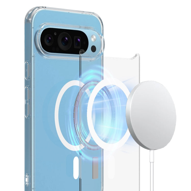 For Google Pixel 9 Pro Big Pore Acrylic PC Hybrid TPU MagSafe Phone Case - Transparent