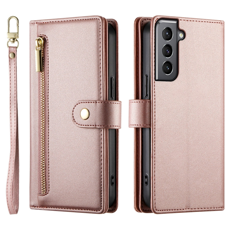 For Samsung Galaxy S21 5G Nine Card-slot Zipper Wallet Bag Leather Phone Case