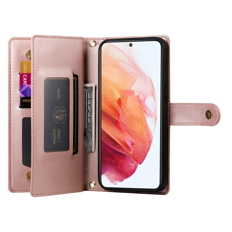 For Samsung Galaxy S21 5G Nine Card-slot Zipper Wallet Bag Leather Phone Case
