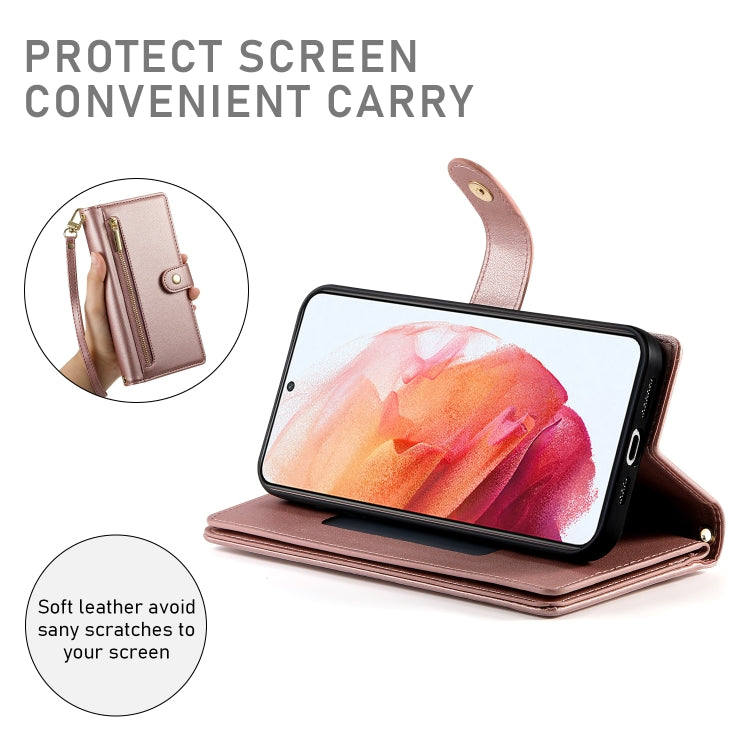 For Samsung Galaxy S21 5G Nine Card-slot Zipper Wallet Bag Leather Phone Case