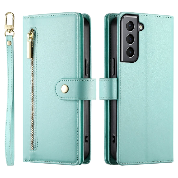 For Samsung Galaxy S21 5G Nine Card-slot Zipper Wallet Bag Leather Phone Case