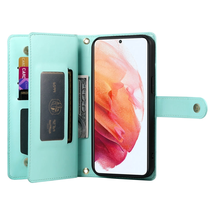 For Samsung Galaxy S21 5G Nine Card-slot Zipper Wallet Bag Leather Phone Case