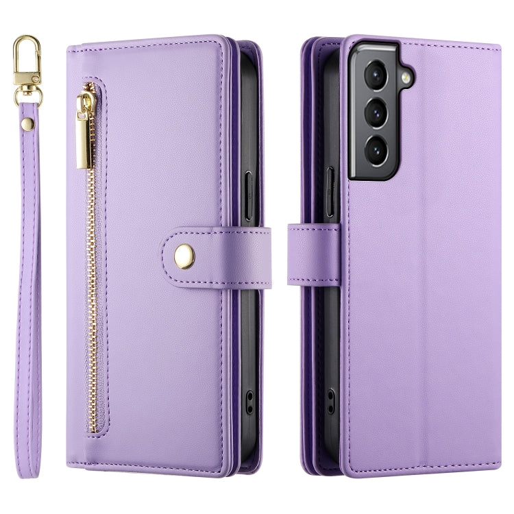 For Samsung Galaxy S21 5G Nine Card-slot Zipper Wallet Bag Leather Phone Case