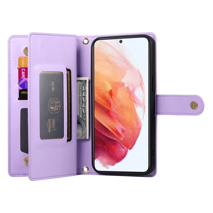 For Samsung Galaxy S21 5G Nine Card-slot Zipper Wallet Bag Leather Phone Case