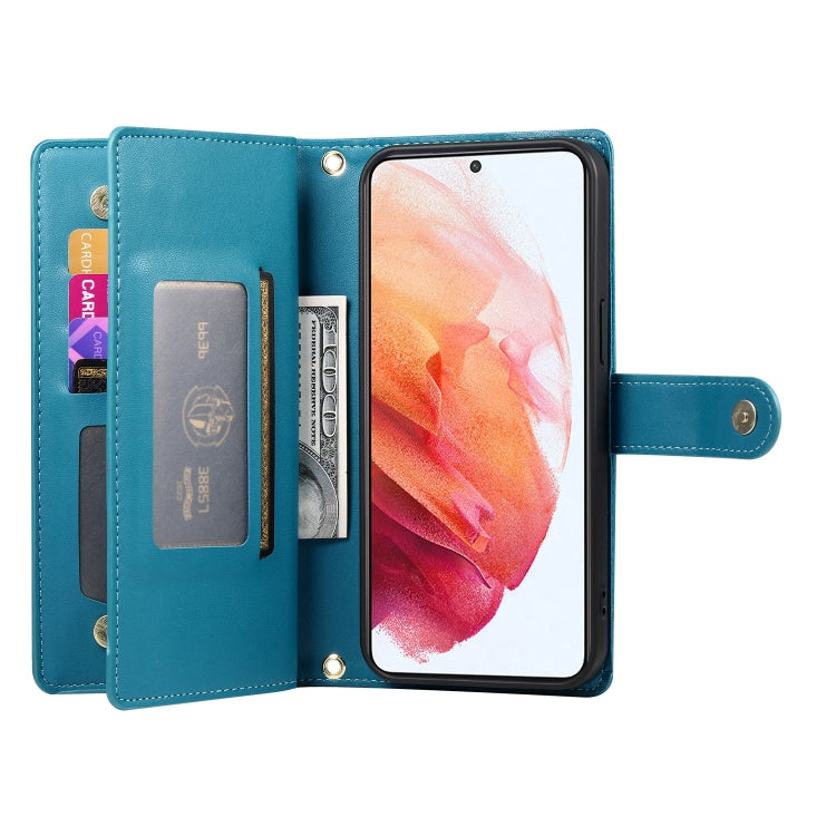 For Samsung Galaxy S21 5G Nine Card-slot Zipper Wallet Bag Leather Phone Case