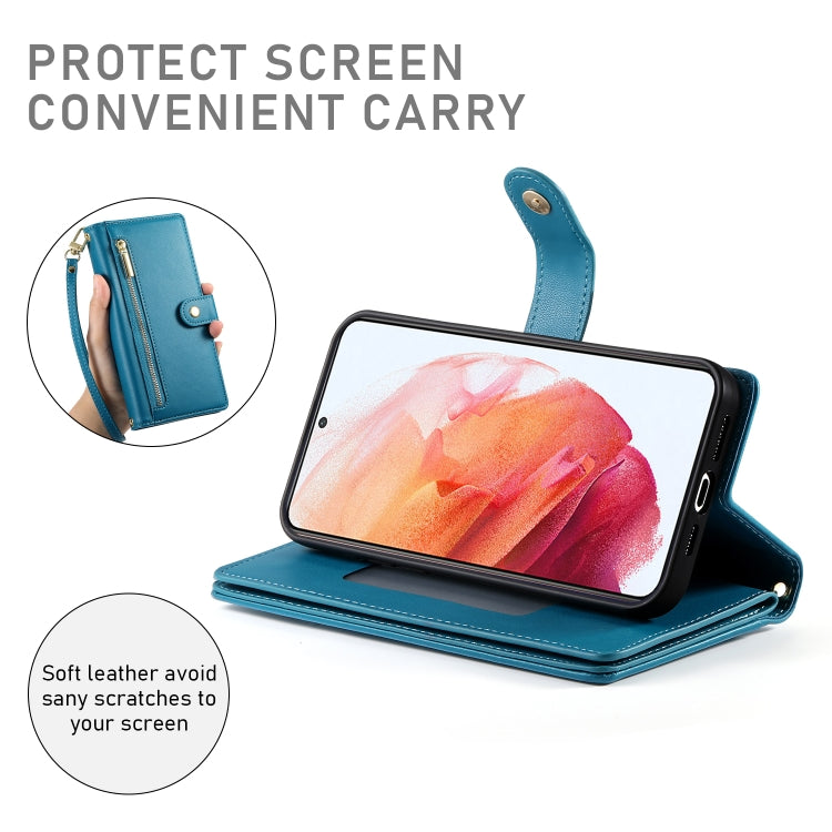 For Samsung Galaxy S21 5G Nine Card-slot Zipper Wallet Bag Leather Phone Case