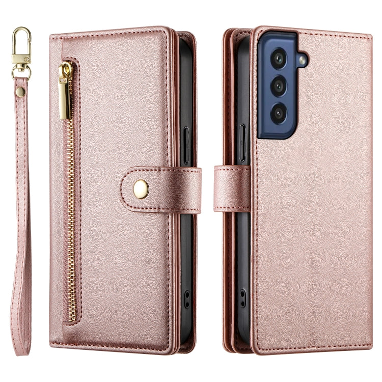 For Samsung Galaxy S21 FE 5G Nine Card-slot Zipper Wallet Bag Leather Phone Case