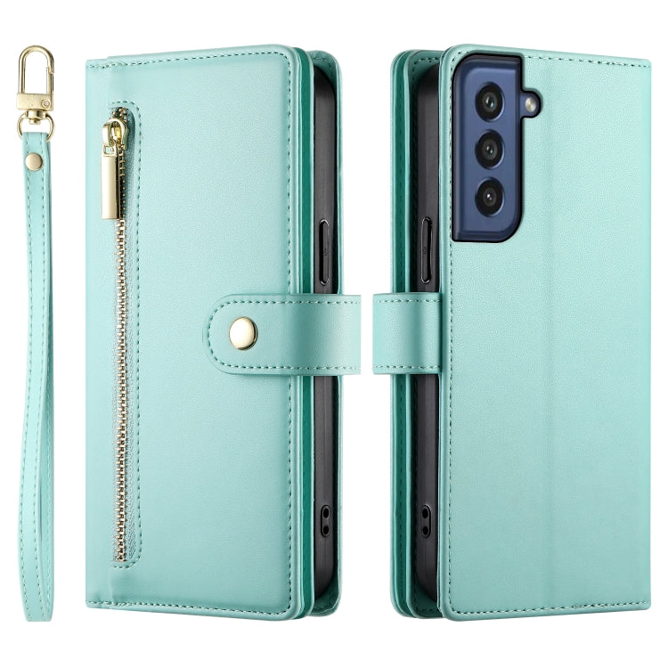 For Samsung Galaxy S21 FE 5G Nine Card-slot Zipper Wallet Bag Leather Phone Case