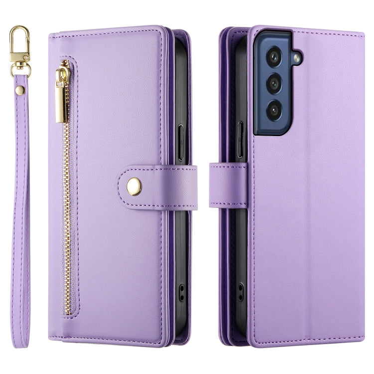 For Samsung Galaxy S21 FE 5G Nine Card-slot Zipper Wallet Bag Leather Phone Case