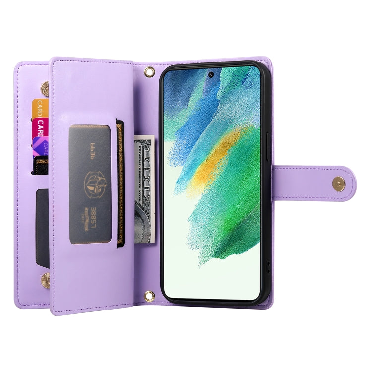 For Samsung Galaxy S21 FE 5G Nine Card-slot Zipper Wallet Bag Leather Phone Case