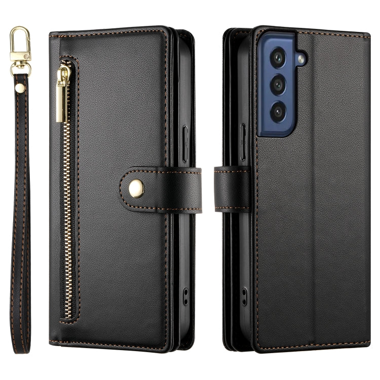 For Samsung Galaxy S21 FE 5G Nine Card-slot Zipper Wallet Bag Leather Phone Case