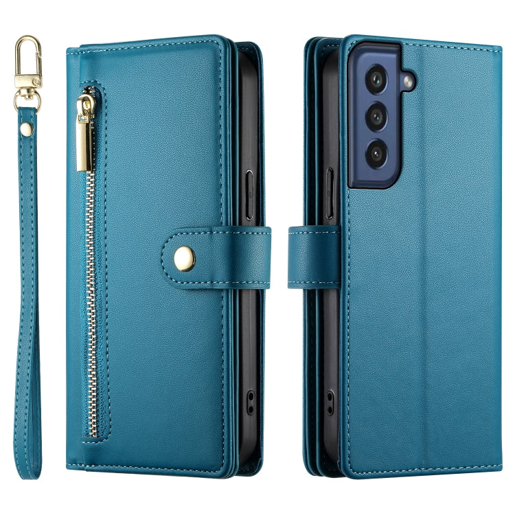 For Samsung Galaxy S21 FE 5G Nine Card-slot Zipper Wallet Bag Leather Phone Case