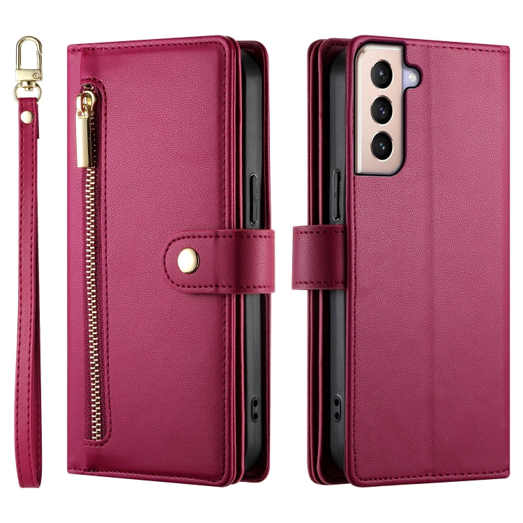 For Samsung Galaxy S21+ 5G Nine Card-slot Zipper Wallet Bag Leather Phone Case