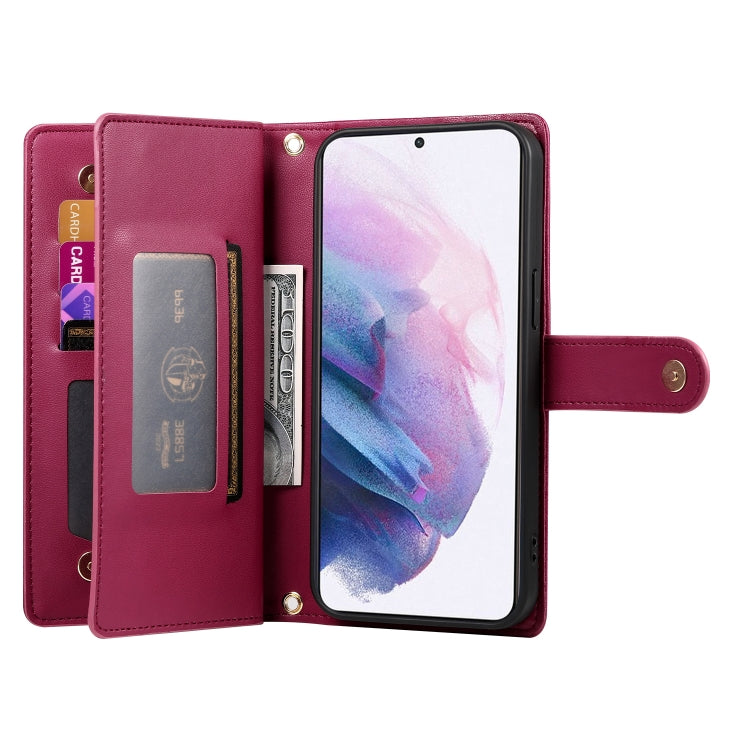 For Samsung Galaxy S21+ 5G Nine Card-slot Zipper Wallet Bag Leather Phone Case
