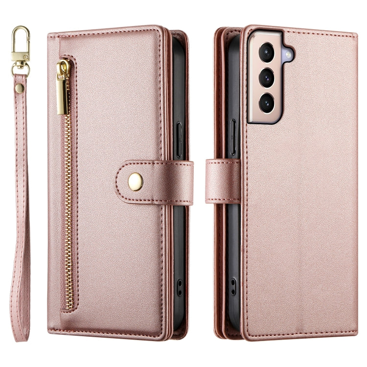 For Samsung Galaxy S21+ 5G Nine Card-slot Zipper Wallet Bag Leather Phone Case