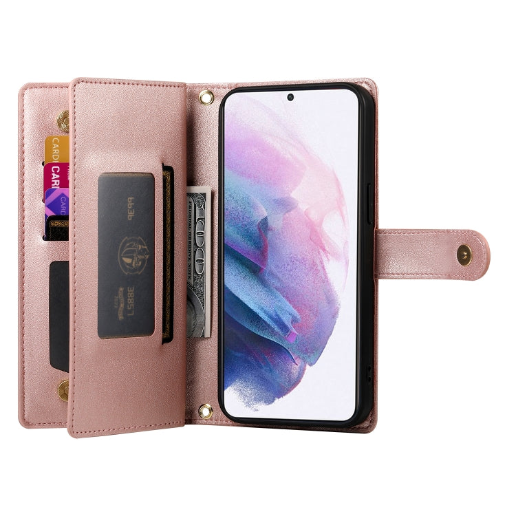 For Samsung Galaxy S21+ 5G Nine Card-slot Zipper Wallet Bag Leather Phone Case