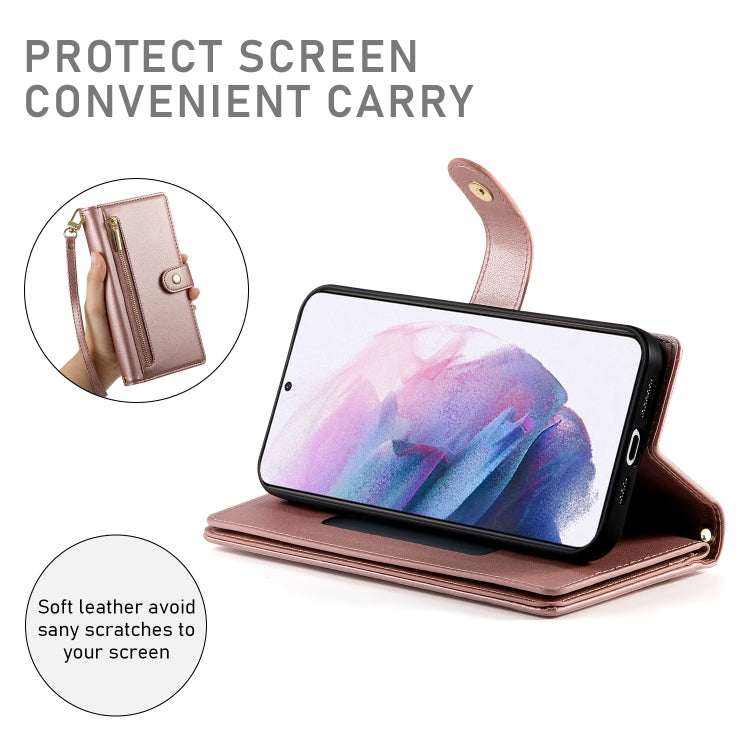 For Samsung Galaxy S21+ 5G Nine Card-slot Zipper Wallet Bag Leather Phone Case