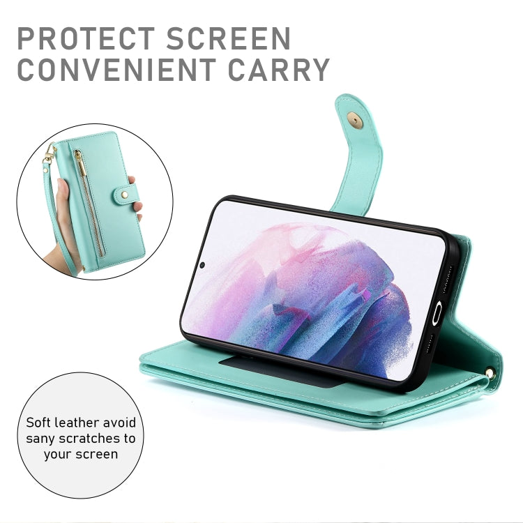 For Samsung Galaxy S21+ 5G Nine Card-slot Zipper Wallet Bag Leather Phone Case