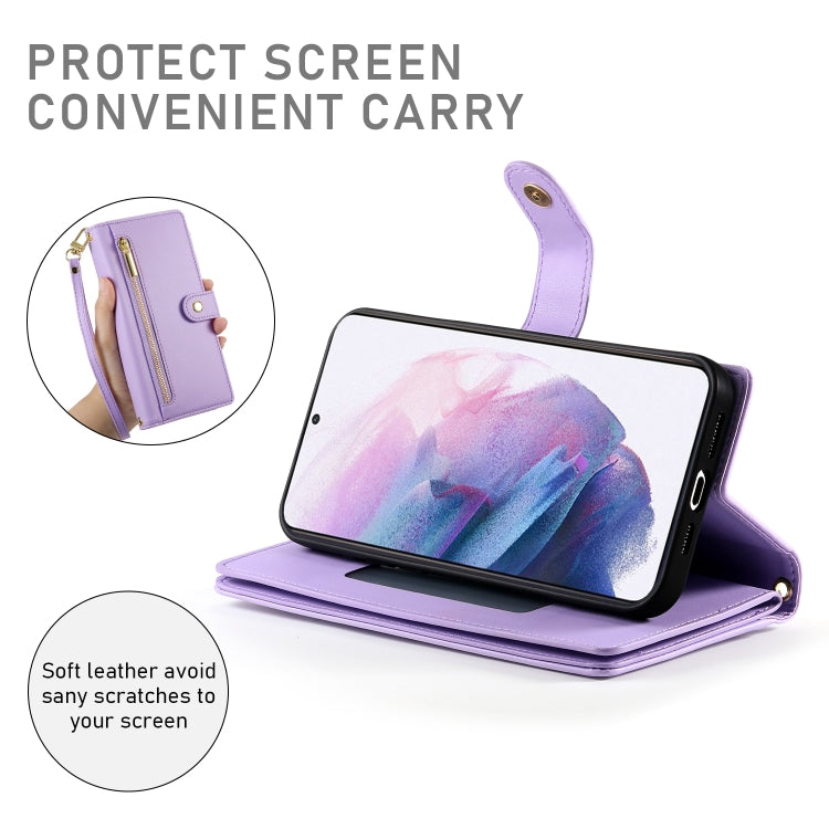 For Samsung Galaxy S21+ 5G Nine Card-slot Zipper Wallet Bag Leather Phone Case