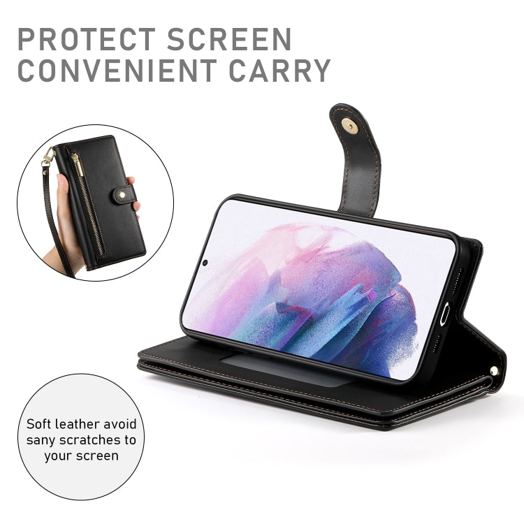 For Samsung Galaxy S21+ 5G Nine Card-slot Zipper Wallet Bag Leather Phone Case
