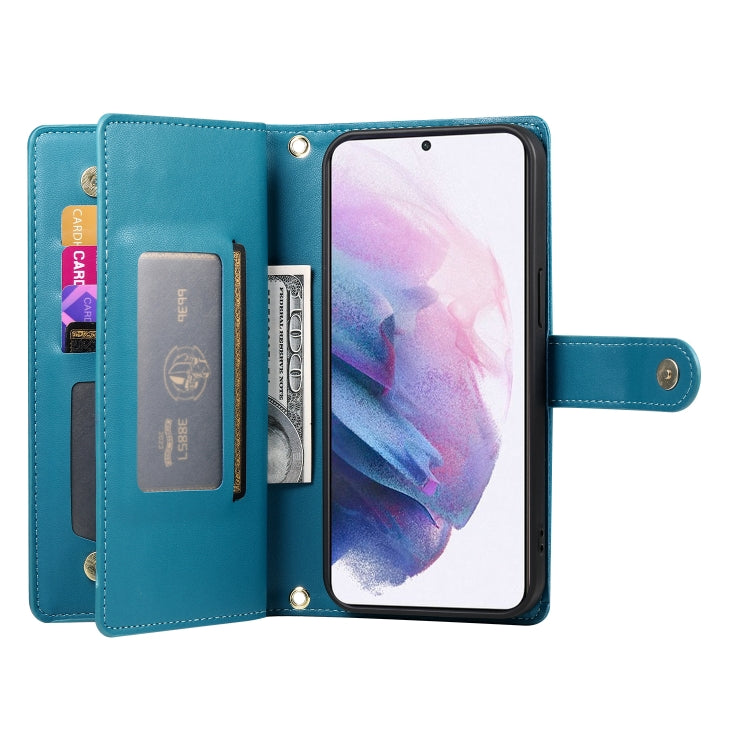 For Samsung Galaxy S21+ 5G Nine Card-slot Zipper Wallet Bag Leather Phone Case