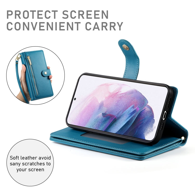 For Samsung Galaxy S21+ 5G Nine Card-slot Zipper Wallet Bag Leather Phone Case