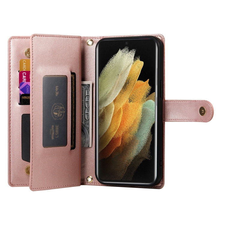 For Samsung Galaxy S21 Ultra 5G Nine Card-slot Zipper Wallet Bag Leather Phone Case
