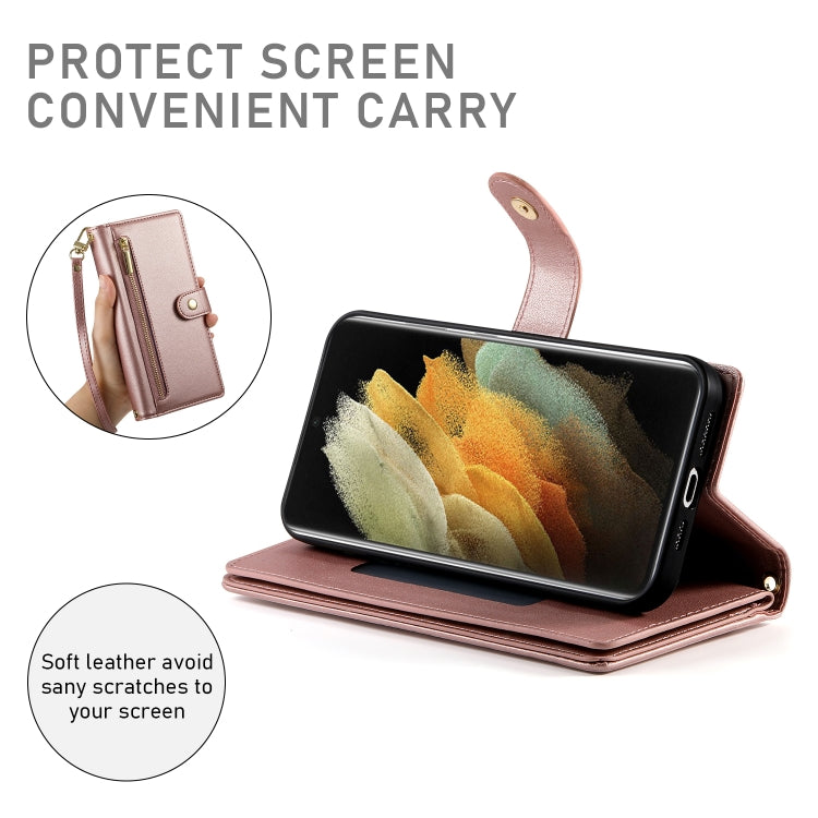 For Samsung Galaxy S21 Ultra 5G Nine Card-slot Zipper Wallet Bag Leather Phone Case
