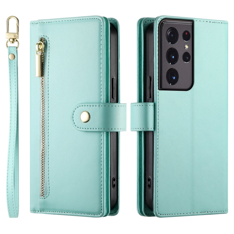 For Samsung Galaxy S21 Ultra 5G Nine Card-slot Zipper Wallet Bag Leather Phone Case