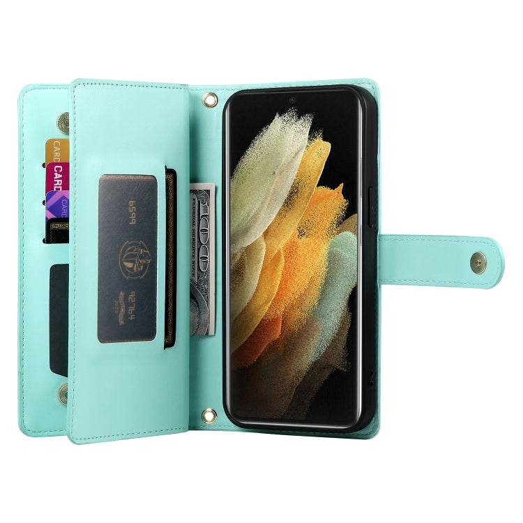 For Samsung Galaxy S21 Ultra 5G Nine Card-slot Zipper Wallet Bag Leather Phone Case