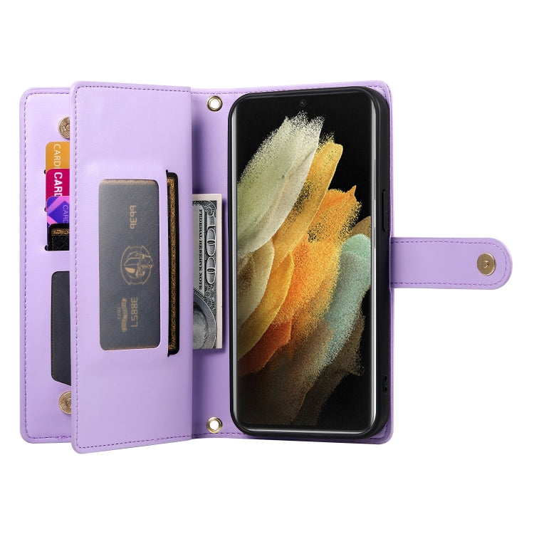 For Samsung Galaxy S21 Ultra 5G Nine Card-slot Zipper Wallet Bag Leather Phone Case
