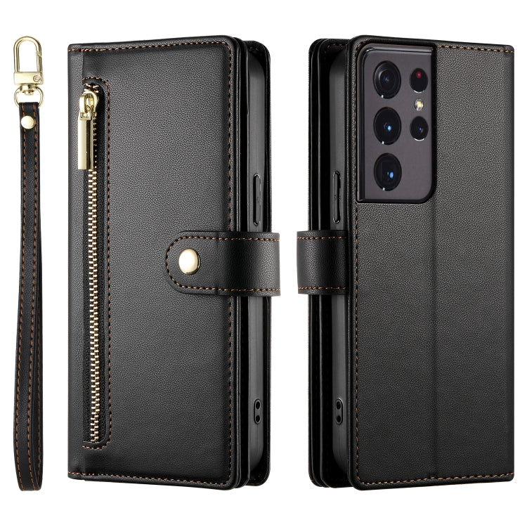 For Samsung Galaxy S21 Ultra 5G Nine Card-slot Zipper Wallet Bag Leather Phone Case