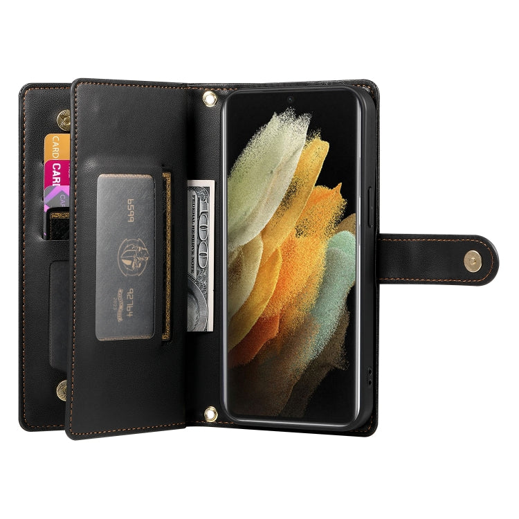 For Samsung Galaxy S21 Ultra 5G Nine Card-slot Zipper Wallet Bag Leather Phone Case
