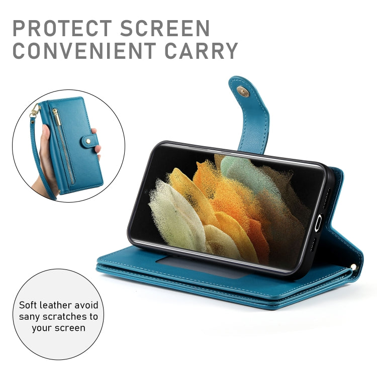 For Samsung Galaxy S21 Ultra 5G Nine Card-slot Zipper Wallet Bag Leather Phone Case