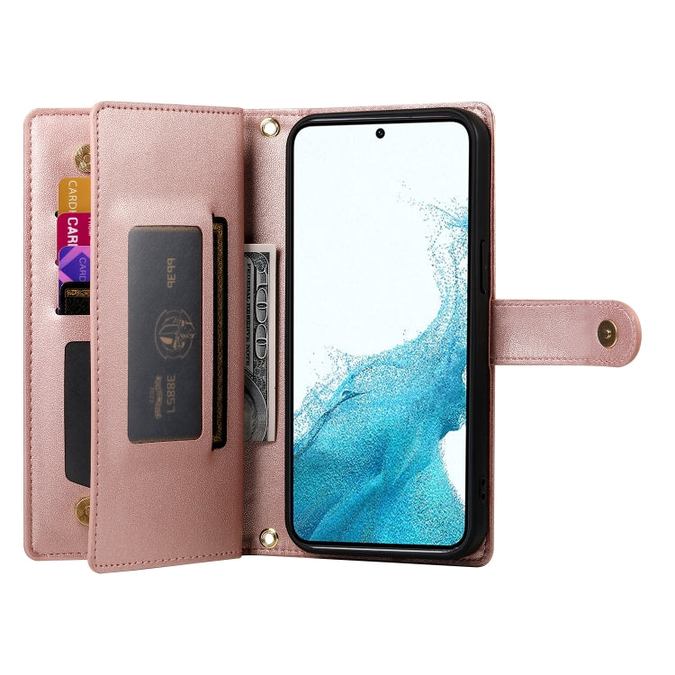 For Samsung Galaxy S22 5G Nine Card-slot Zipper Wallet Bag Leather Phone Case