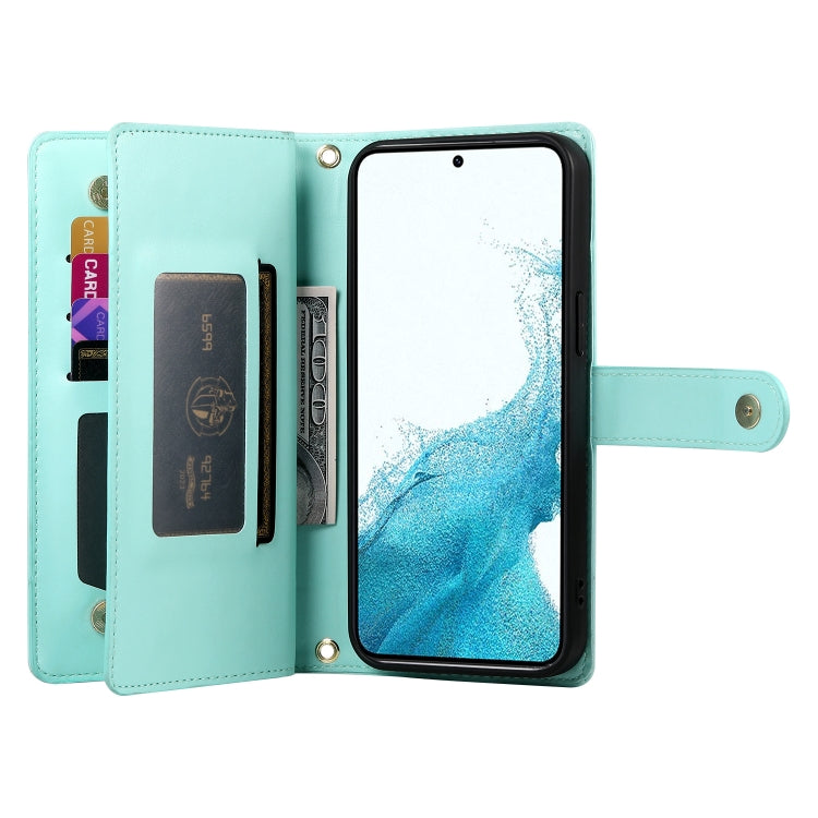 For Samsung Galaxy S22 5G Nine Card-slot Zipper Wallet Bag Leather Phone Case