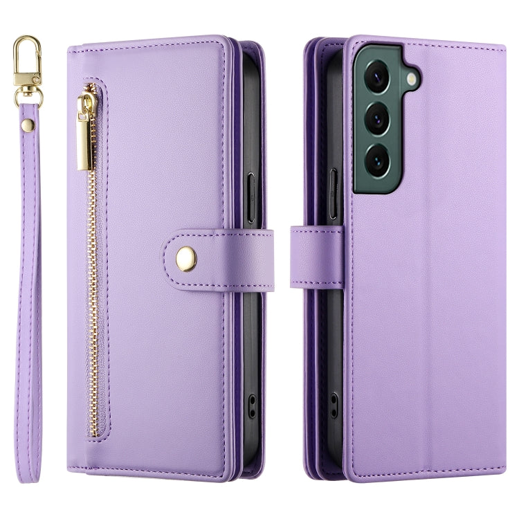 For Samsung Galaxy S22 5G Nine Card-slot Zipper Wallet Bag Leather Phone Case