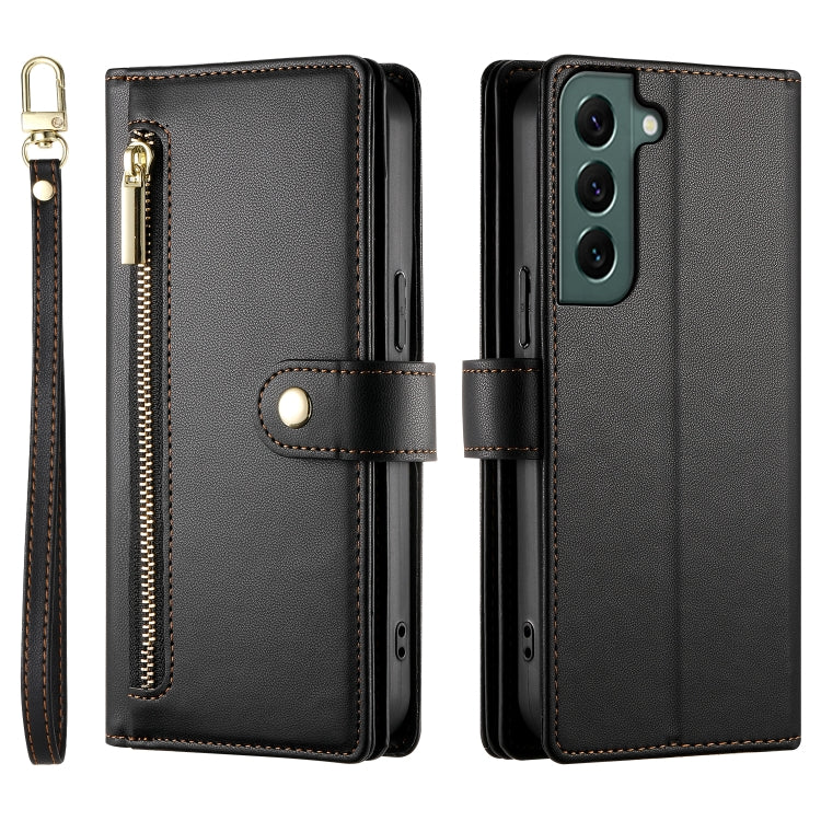 For Samsung Galaxy S22 5G Nine Card-slot Zipper Wallet Bag Leather Phone Case