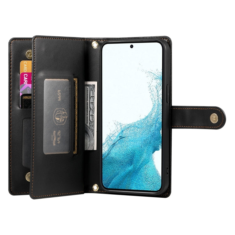 For Samsung Galaxy S22 5G Nine Card-slot Zipper Wallet Bag Leather Phone Case