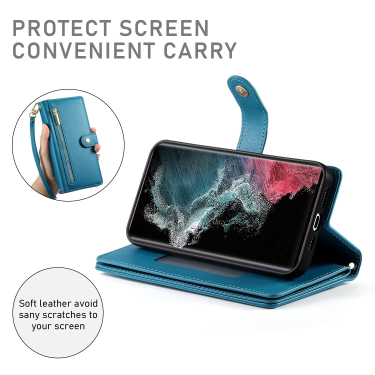 For Samsung Galaxy S22 Ultra 5G Nine Card-slot Zipper Wallet Bag Leather Phone Case